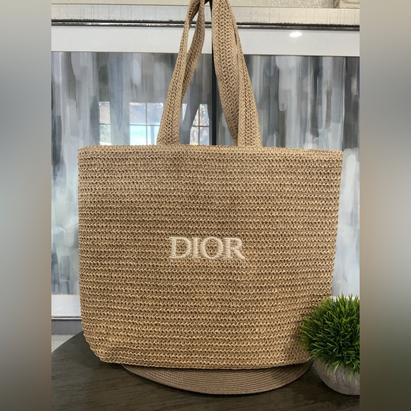 GWP DIOR Handbags - Raffia Large Woven Tote Bag
